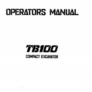 Takeuchi Excavator TB100 Operators Manual