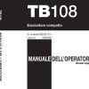 Takeuchi Excavator TB108 Workshop Parts Operators Manual IT EN