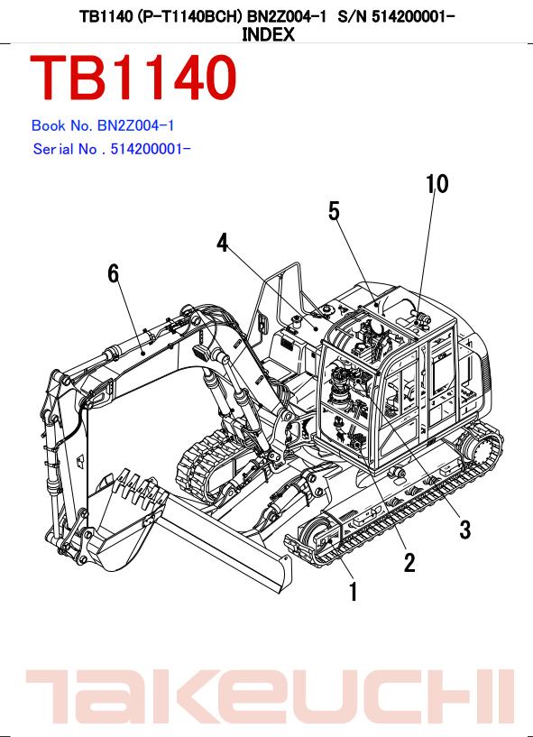 Takeuchi Excavator TB1140 Parts Workshop Operators Manual FR EN 2