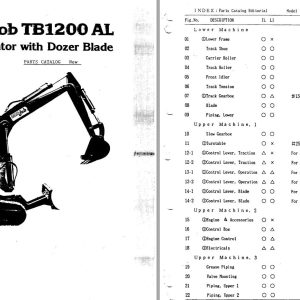 Takeuchi Excavator TB1200AL Parts Manual