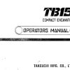 Takeuchi Excavator TB15 Workshop Operators Parts Manual