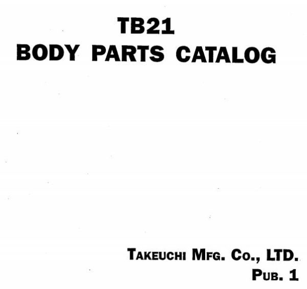 Takeuchi Excavator TB21 Parts Manual
