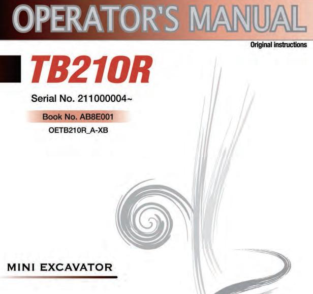 Takeuchi Excavator TB210R Workshop Parts Operators Manual 1