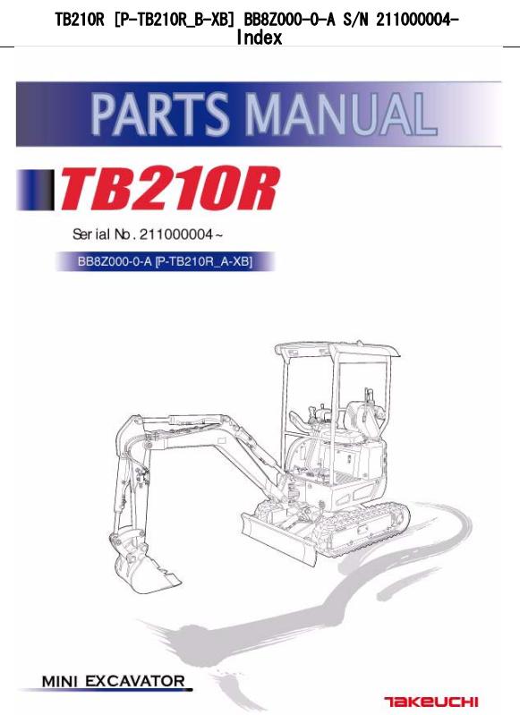 Takeuchi Excavator TB210R Workshop Parts Operators Manual 2