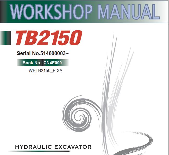 Takeuchi Excavator TB2150 Workshop Operators Parts Manual