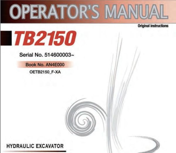 Takeuchi Excavator TB2150 Workshop Operators Parts Manual 2