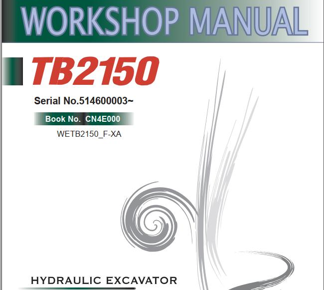 Takeuchi Excavator TB2150 Workshop Parts Operators Manual IT EN 2