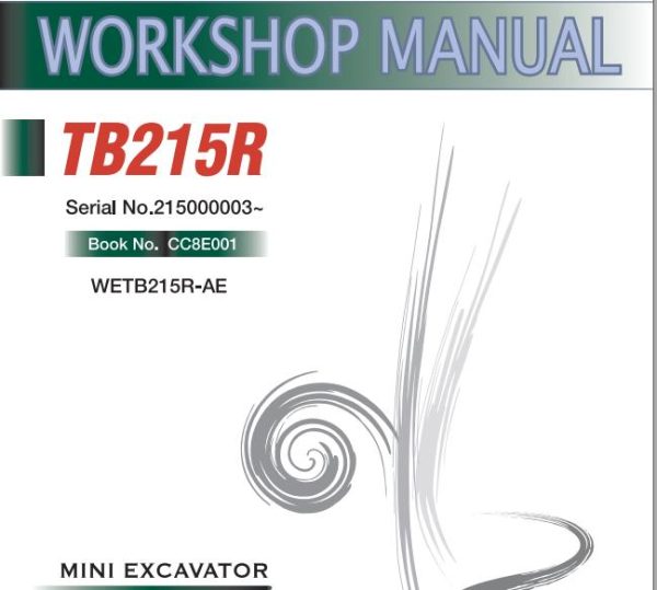 Takeuchi Excavator TB215R Operators Parts Workshop Manual ES EN 1