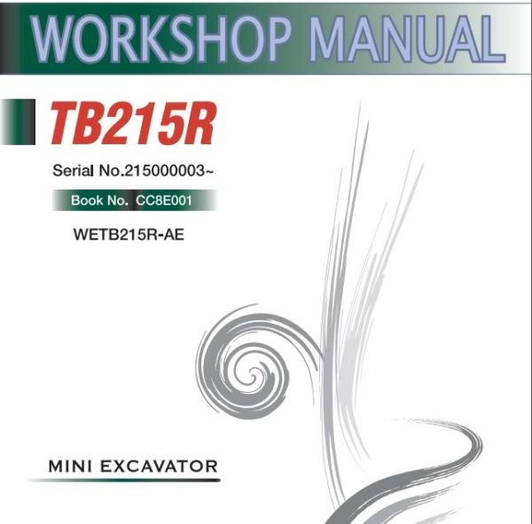 Takeuchi Excavator TB215R Workshop Parts Operators Manual IT EN 1