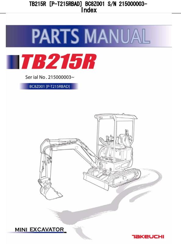 Takeuchi Excavator TB215R Workshop Parts Operators Manual IT EN 2