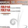 Takeuchi Excavator TB216 Operators Parts Workshop Manual ES EN