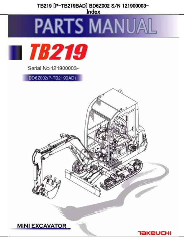 Takeuchi Excavator TB219 Parts Workshop Operators Manual DE EN 1