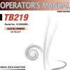 Takeuchi Excavator TB219 Workshop Operators Parts Manual