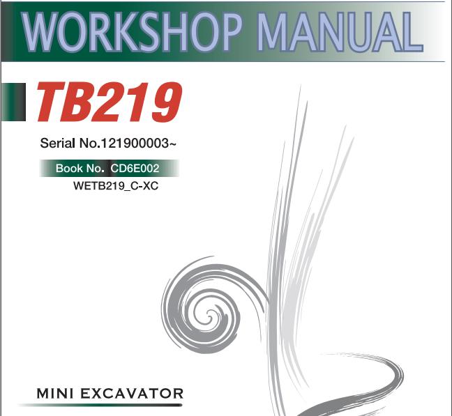 Takeuchi Excavator TB219 Workshop Operators Parts Manual 2