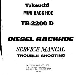 Takeuchi Excavator TB2200D Parts Service Manual