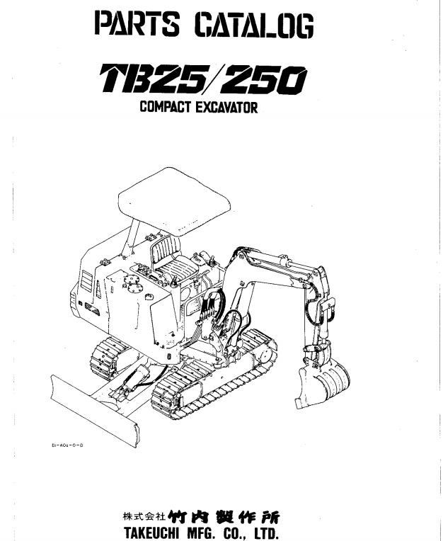 Takeuchi Excavator TB25 Operators Parts Workshop Manual DE EN 1