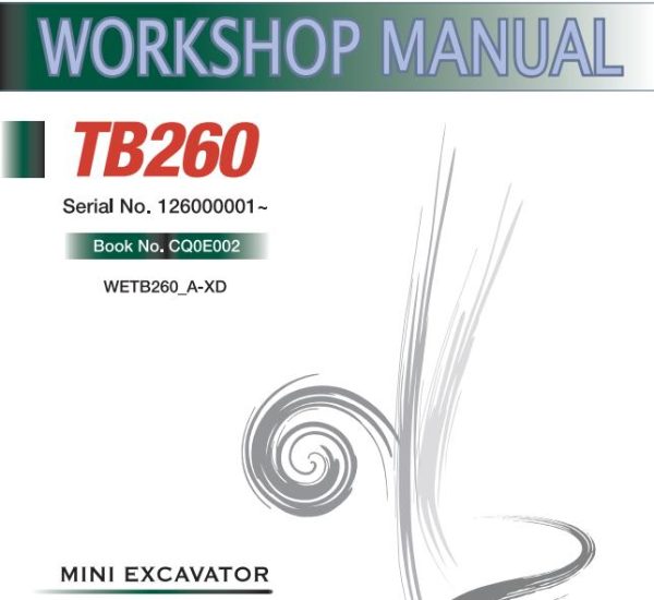 Takeuchi Excavator TB260 Operators Parts Workshop Manual ES EN 2