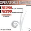 Takeuchi Excavator TB260 Workshop Operators Parts Manual