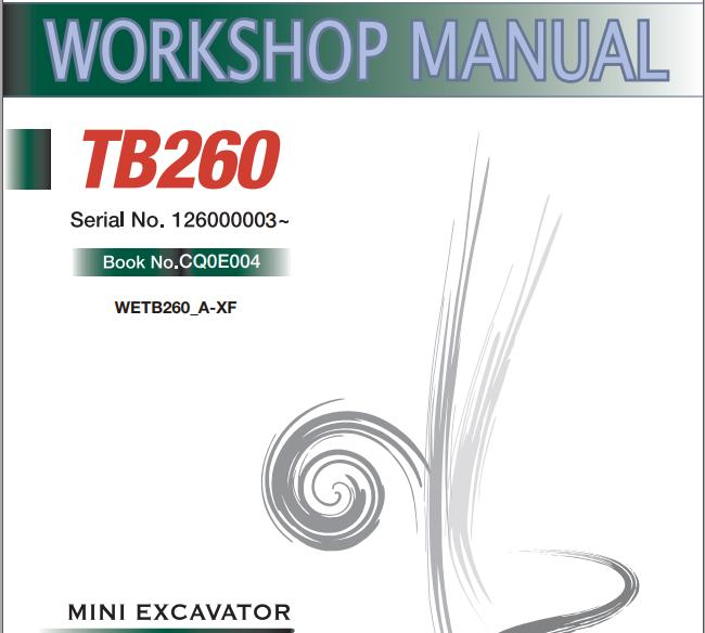 Takeuchi Excavator TB260 Workshop Operators Parts Manual 2
