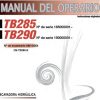 Takeuchi Excavator TB285 TB290 Operators Parts Workshop Manual ES EN