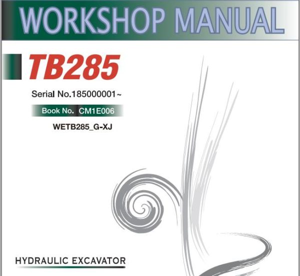 Takeuchi Excavator TB285 TB290 Operators Parts Workshop Manual ES EN 2