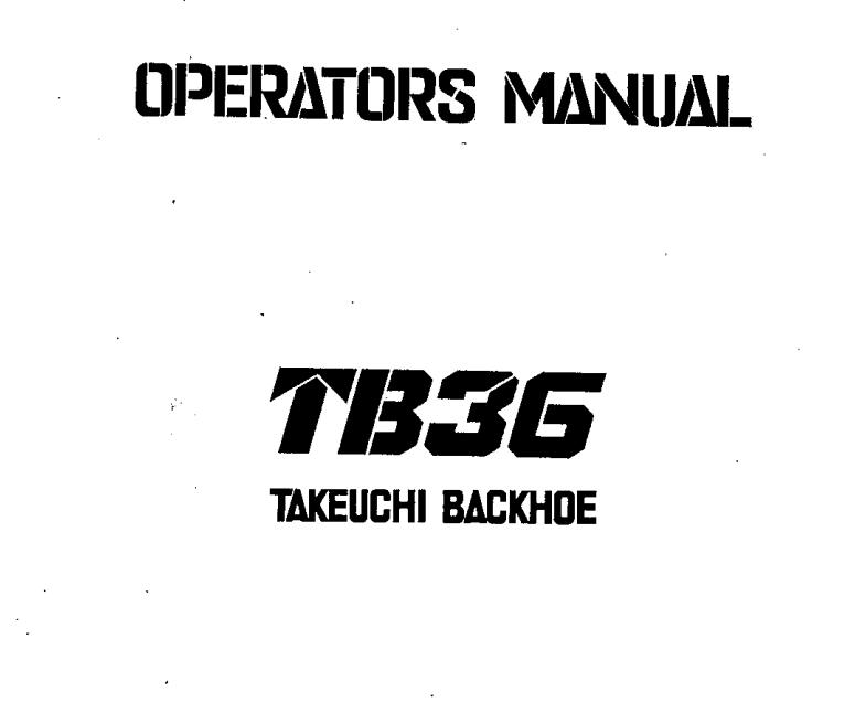 Takeuchi Excavator TB36 Operators Parts Workshop Manual 1