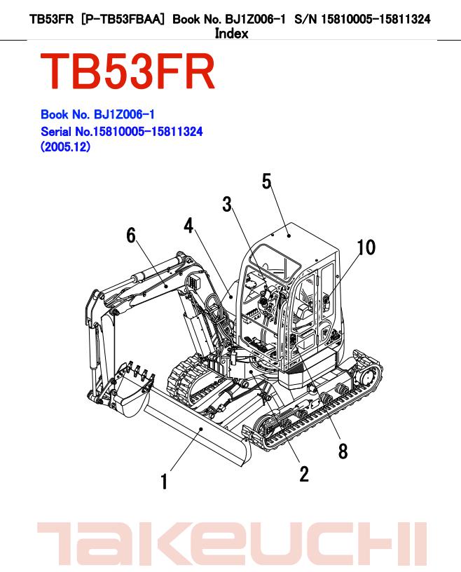 Takeuchi Excavator TB53FR Parts Workshop Operators Manual FR EN 2