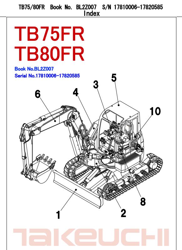 Takeuchi Excavator TB80FR Parts Workshop Operators Manual FR EN 2