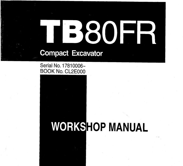 Takeuchi Excavator TB80FR Workshop Manual