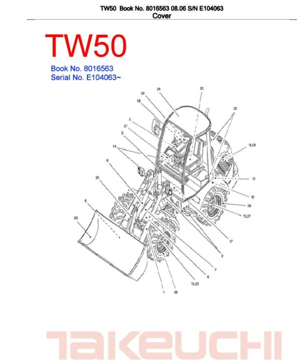Takeuchi Wheel Loader TW50 Parts Manual