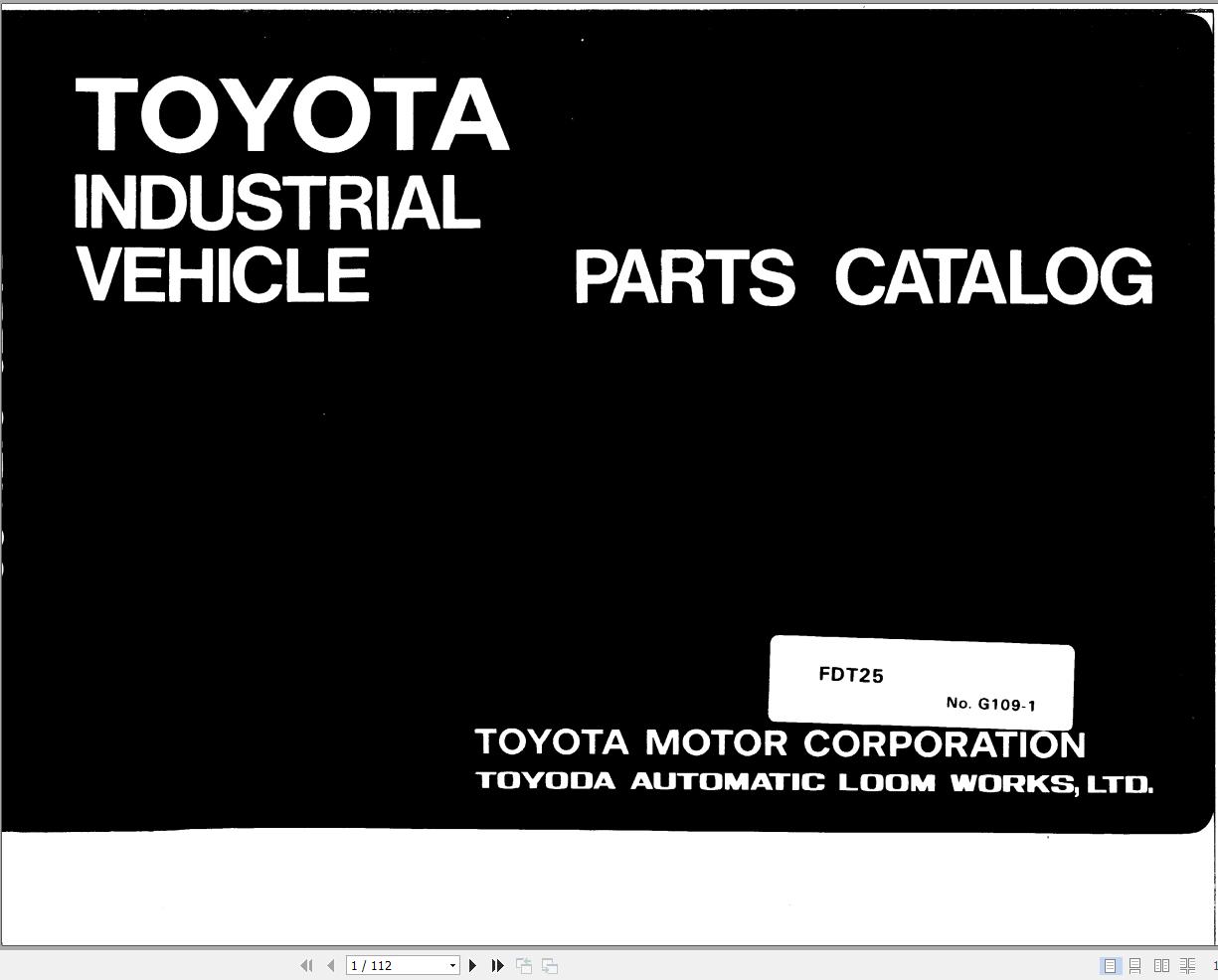 Toyota Forklift FDT25 Parts Catalog