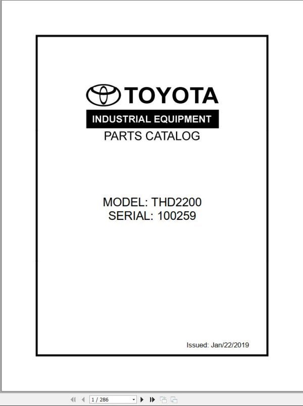 Toyota Forklift THD2200 Parts Catalog