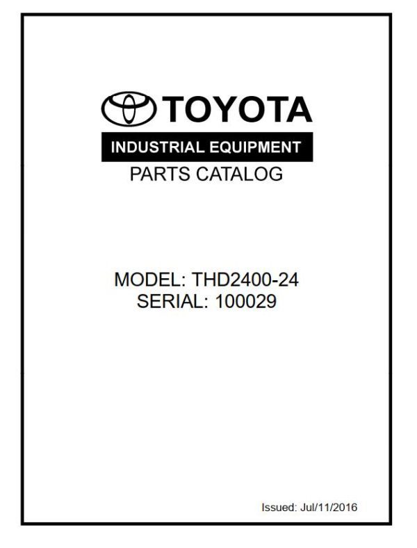 Toyota Forklift THD2400 24 Parts Catalog
