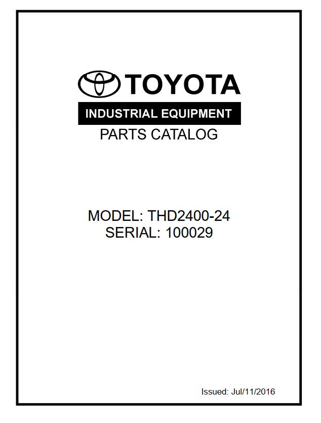 Toyota Forklift THD2400 24 Parts Catalog