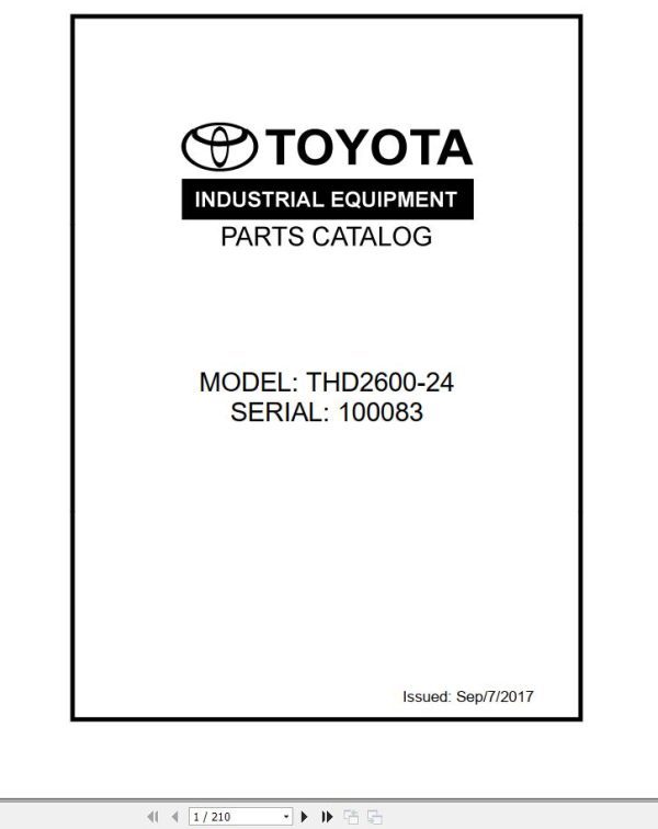 Toyota Forklift THD2600 24 Parts Catalog
