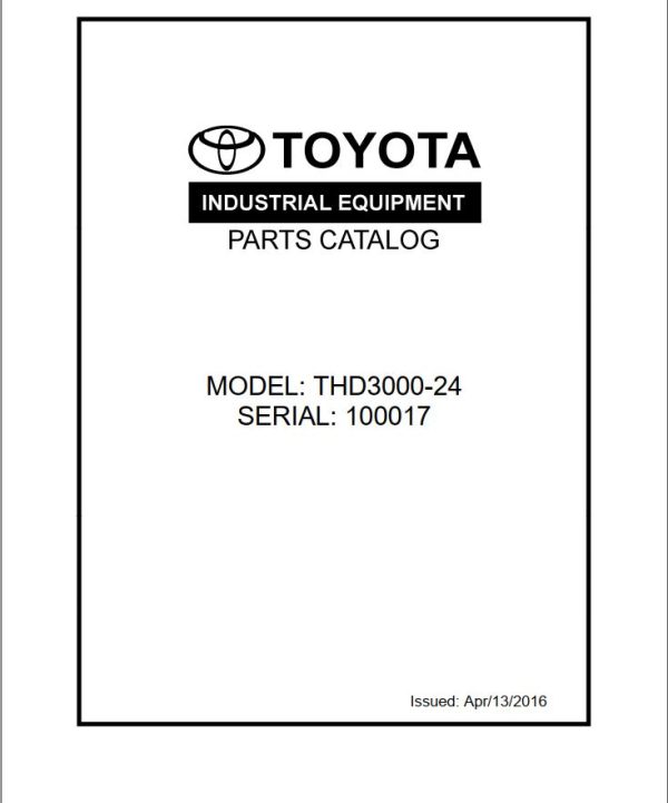 Toyota Forklift THD3000 24 Parts Catalog