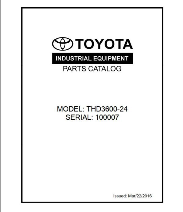 Toyota Forklift THD3600 24 Parts Catalog