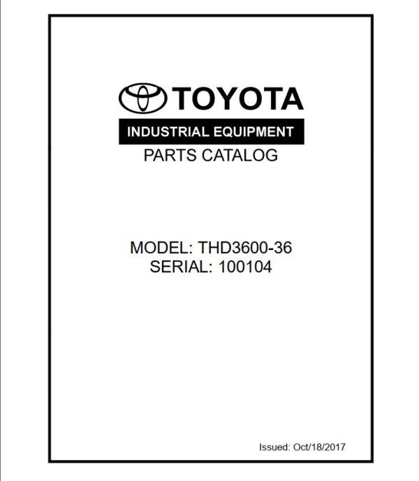 Toyota Forklift THD3600 36 Parts Catalog