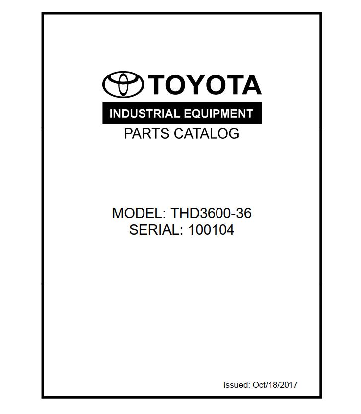 Toyota Forklift THD3600 36 Parts Catalog