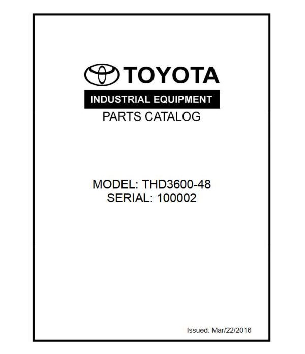Toyota Forklift THD3600 48 Parts Catalog