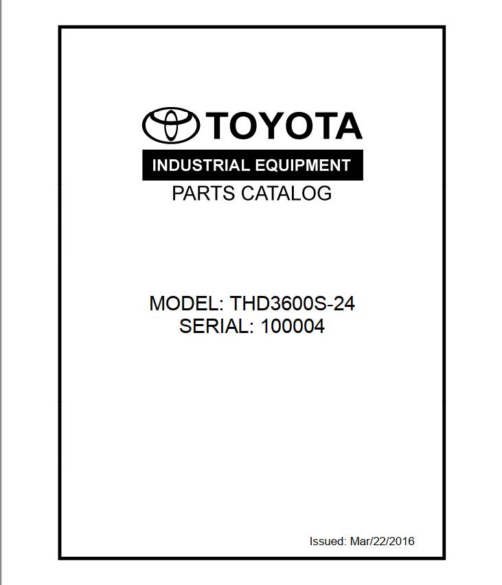 Toyota Forklift THD3600S 24 Parts Catalog