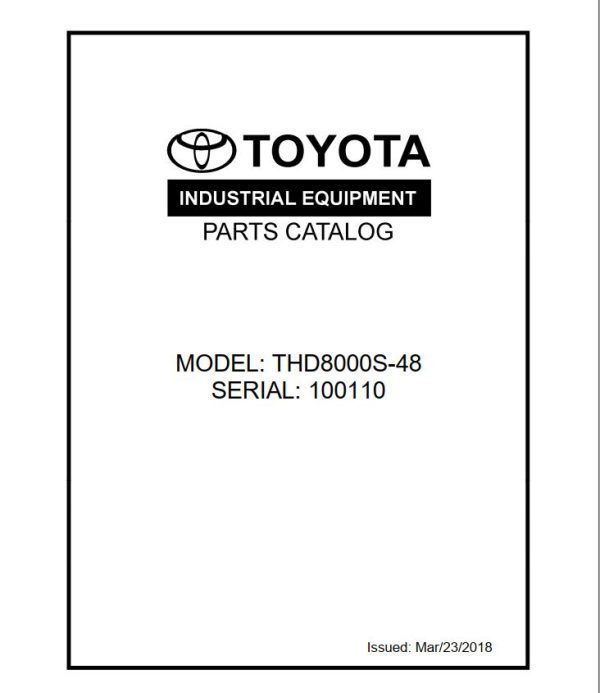 Toyota Forklift THD8000S 48 Parts Catalog