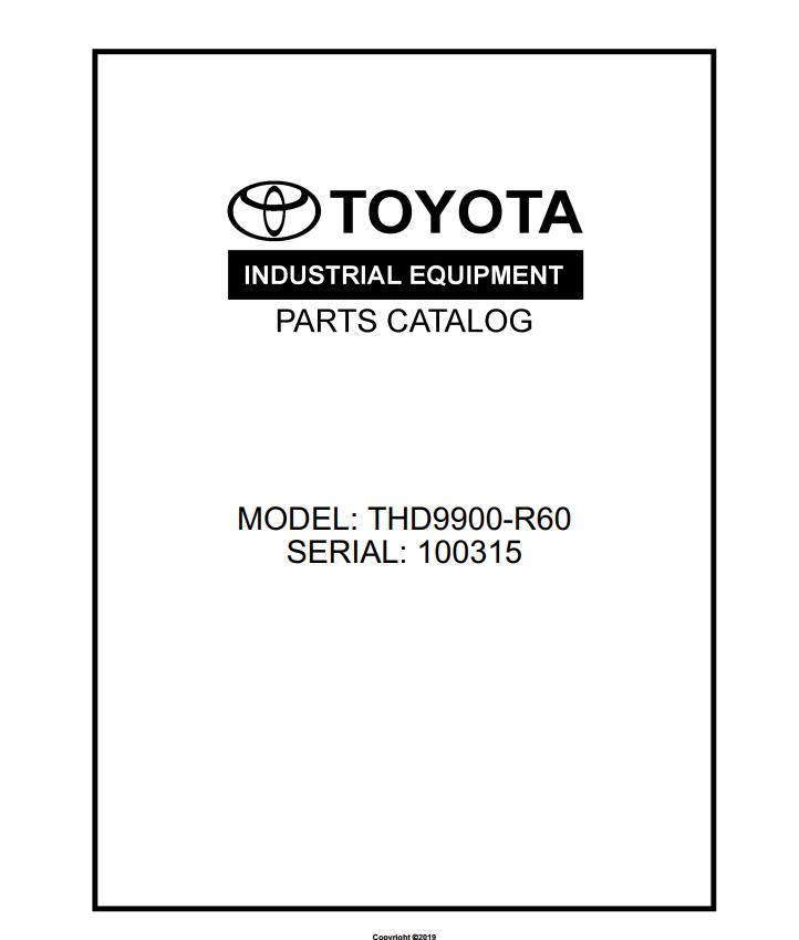 Toyota Forklift THD9900 R60 Parts Catalog