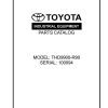 Toyota Forklift THD9900 R90 Parts Catalog