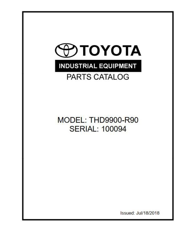 Toyota Forklift THD9900 R90 Parts Catalog