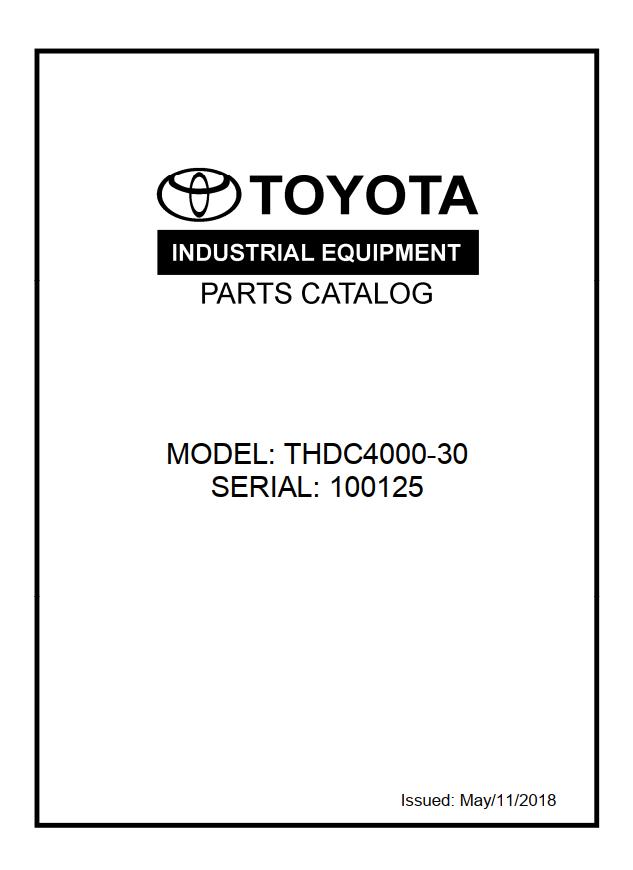 Toyota Forklift THDC4000 30 Parts Catalog