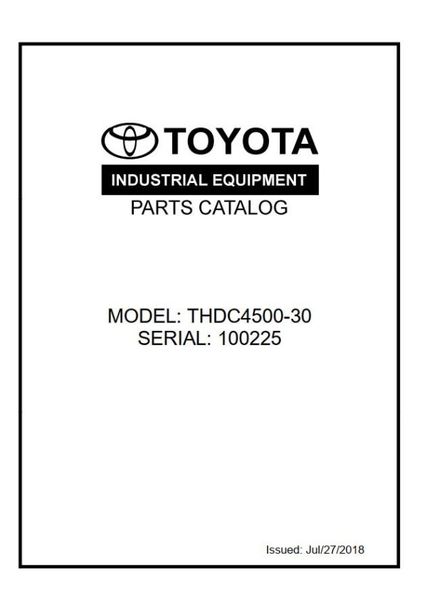 Toyota Forklift THDC4500 30 Parts Catalog