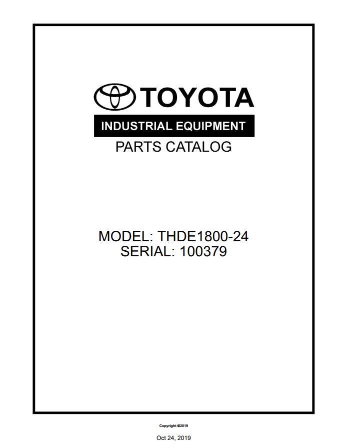 Toyota Forklift THDE1800 24 Parts Catalog