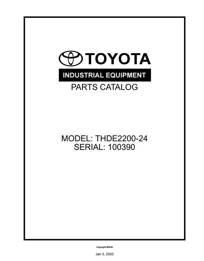 Toyota Forklift THDE2200 24 Parts Catalog