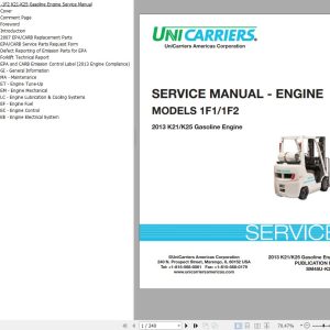 Unicarrier Forklift 1F1 1F2 Engine K21 K25 Service Manual SM45U K2125 2015